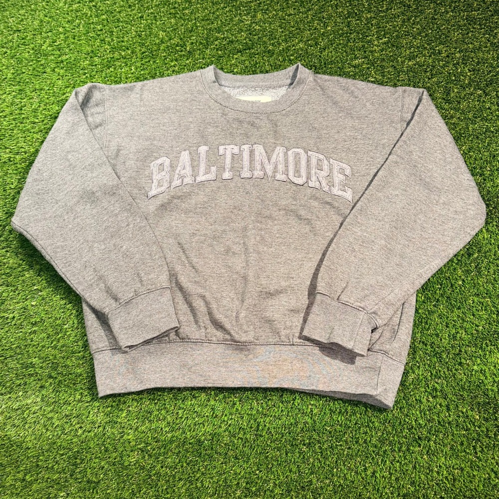 New York Popular Baltimore Sweatshirt Gray Collegiate Crewneck Small